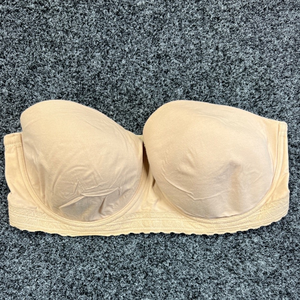 Natori Bra Womens 36DD Beige Strapless Molded Cup Lace Trim Underwire Support